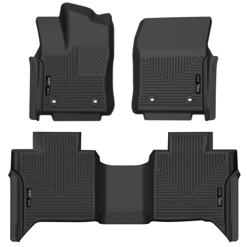 Toyota Tundra CrewMax Floor Mats - Front + Rear - Husky Liners - X-act Contour - Black - `22-`27